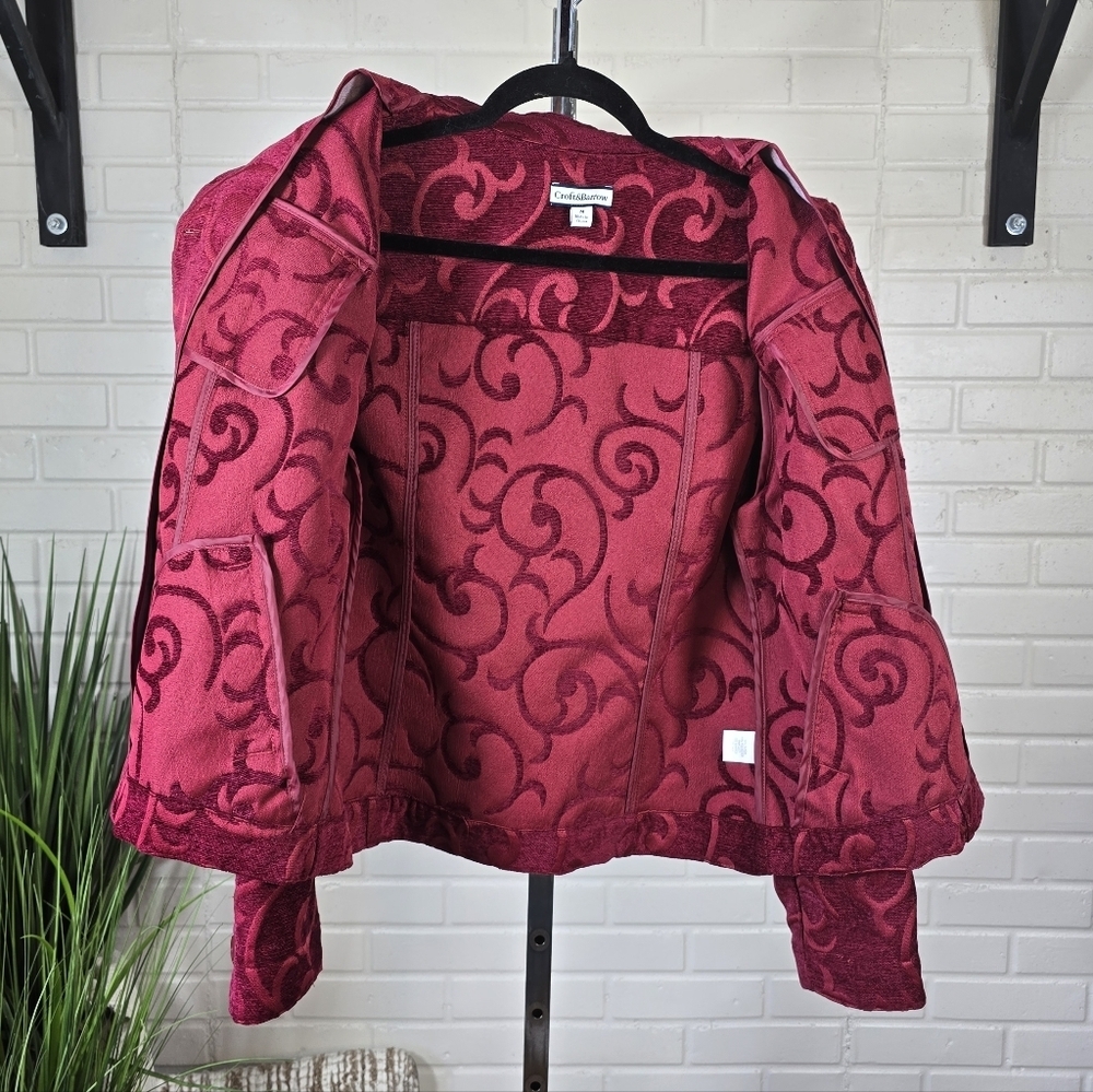 Croft And Barrow Red Patterned Jacket Button Up Medium - Picture 7 of 12